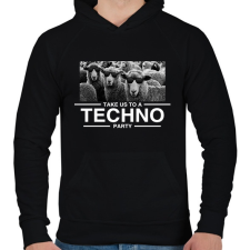 PRINTFASHION Take us Techno Party - Férfi kapucnis pulóver - Fekete férfi pulóver, kardigán
