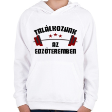 PRINTFASHION Találkozunk az edzőteremben - Gyerek kapucnis pulóver - Fehér