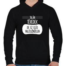 PRINTFASHION Talán tévedek - Férfi kapucnis pulóver - Fekete férfi pulóver, kardigán