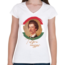 PRINTFASHION Talpra magyar - Petőfi - Női V-nyakú póló - Fehér női póló