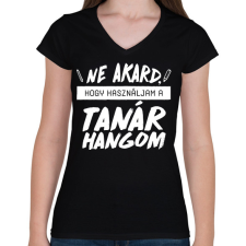 PRINTFASHION Tanár hang - Női V-nyakú póló - Fekete női póló