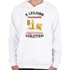 PRINTFASHION Tanárnő szülinapja augusztus - Gyerek kapucnis pulóver - Fehér