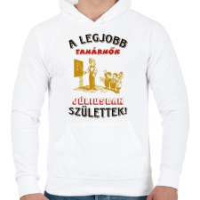 PRINTFASHION Tanárnő szülinapja július - Férfi kapucnis pulóver - Fehér férfi pulóver, kardigán