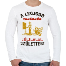 PRINTFASHION Tanárnő szülinapja június - Férfi hosszú ujjú póló - Fehér férfi póló