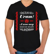 PRINTFASHION Táncolni kell Uram! - Férfi V-nyakú póló - Fekete férfi póló
