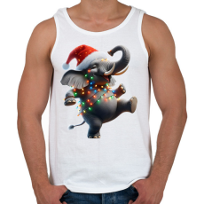 PRINTFASHION Táncoló karácsonyi party elefánt - Férfi atléta - Fehér