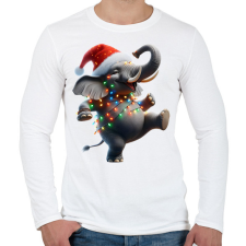 PRINTFASHION Táncoló karácsonyi party elefánt - Férfi hosszú ujjú póló - Fehér férfi póló