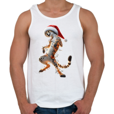 PRINTFASHION Táncoló karácsonyi party gepárd - Férfi atléta - Fehér atléta, trikó