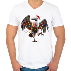 PRINTFASHION Táncoló karácsonyi party keselyű - Férfi V-nyakú póló - Fehér
