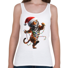 PRINTFASHION Táncoló karácsonyi party tigris - Női atléta - Fehér női trikó