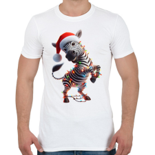 PRINTFASHION Táncoló karácsonyi party zebra - Férfi póló - Fehér férfi póló