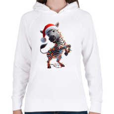 PRINTFASHION Táncoló karácsonyi party zebra - Női kapucnis pulóver - Fehér