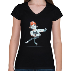 PRINTFASHION Táncos - Női V-nyakú póló - Fekete