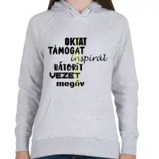 PRINTFASHION TANÍTÓ - Női kapucnis pulóver - Sport szürke női pulóver, kardigán