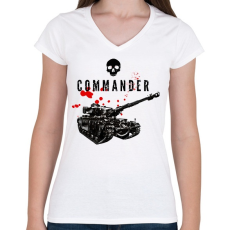 PRINTFASHION Tank Commander - Női V-nyakú póló - Fehér