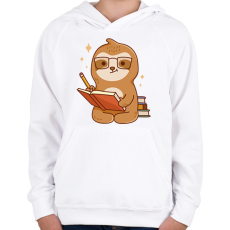 PRINTFASHION Tanuló lajhár - Gyerek kapucnis pulóver - Fehér