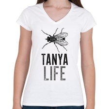 PRINTFASHION TANYA LIFE - Női V-nyakú póló - Fehér női póló