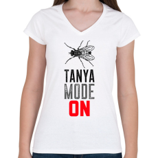 PRINTFASHION TANYA MODE ON - Női V-nyakú póló - Fehér