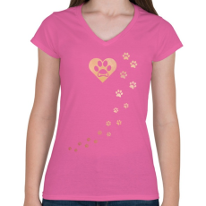 PRINTFASHION Tappancsok - Női V-nyakú póló - Rózsaszín