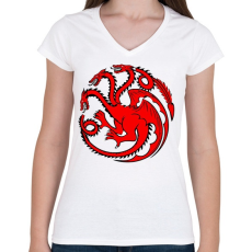 PRINTFASHION Targaryen címer - Női V-nyakú póló - Fehér