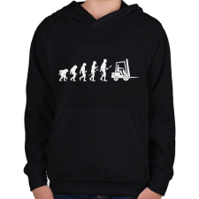 PRINTFASHION Targoncás evolúció - Gyerek kapucnis pulóver - Fekete gyerek pulóver, kardigán