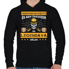 PRINTFASHION Targoncás legenda - Férfi kapucnis pulóver - Fekete férfi pulóver, kardigán