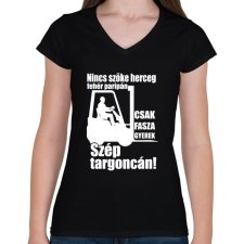 PRINTFASHION Targoncás - Női V-nyakú póló - Fekete női póló