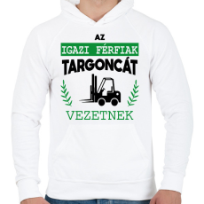 PRINTFASHION Targoncát vezetnek - Férfi kapucnis pulóver - Fehér