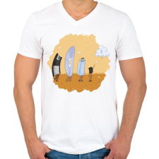 PRINTFASHION Tárhely evolúció - Férfi V-nyakú póló - Fehér férfi póló