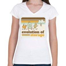 PRINTFASHION Tárhely evolució - Női V-nyakú póló - Fehér