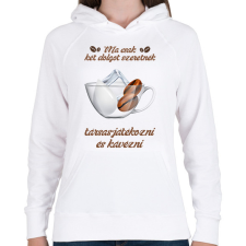 PRINTFASHION Társasjáték és kávé - Női kapucnis pulóver - Fehér női pulóver, kardigán