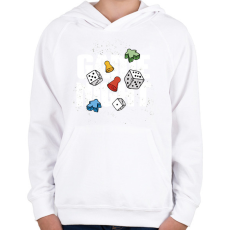 PRINTFASHION Társasjáték est - Gyerek kapucnis pulóver - Fehér