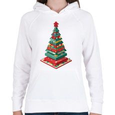 PRINTFASHION Társasjáték karácsonyfa - Női kapucnis pulóver - Fehér