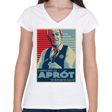 PRINTFASHION Tartsd meg az aprót! - Női V-nyakú póló - Fehér női póló