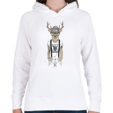 PRINTFASHION Tattoed Deer - Női kapucnis pulóver - Fehér női pulóver, kardigán