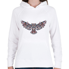 PRINTFASHION Tattoo style Owl - Női kapucnis pulóver - Fehér női pulóver, kardigán