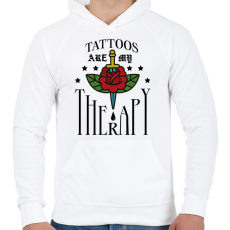 PRINTFASHION Tattoos are my therapy - Férfi kapucnis pulóver - Fehér