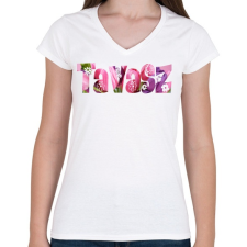 PRINTFASHION Tavasz - Női V-nyakú póló - Fehér női póló
