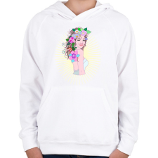 PRINTFASHION Tavaszhercegnő - Gyerek kapucnis pulóver - Fehér gyerek pulóver, kardigán