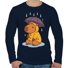 PRINTFASHION Tavaszi kapibara - Férfi hosszú ujjú póló - Sötétkék férfi póló