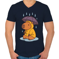 PRINTFASHION Tavaszi kapibara - Férfi V-nyakú póló - Sötétkék