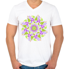 PRINTFASHION Tavaszi mandala - Férfi V-nyakú póló - Fehér férfi pulóver, kardigán