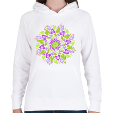 PRINTFASHION Tavaszi mandala  - Női kapucnis pulóver - Fehér női pulóver, kardigán
