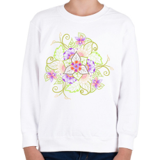 PRINTFASHION Tavaszi virágmandala - Gyerek pulóver - Fehér