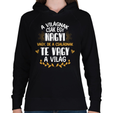 PRINTFASHION Te vagy a világ - Nagyi - Női kapucnis pulóver - Fekete