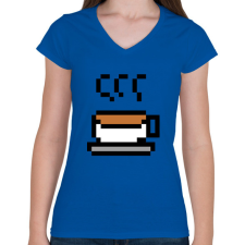 PRINTFASHION Tea logó pixelart - Női V-nyakú póló - Királykék női póló