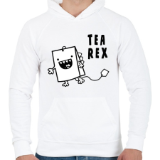 PRINTFASHION Tea Rex - Férfi kapucnis pulóver - Fehér férfi pulóver, kardigán