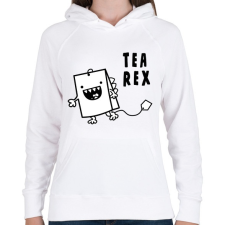 PRINTFASHION Tea Rex - Női kapucnis pulóver - Fehér női pulóver, kardigán