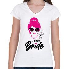 PRINTFASHION Team Bride 3 - Női V-nyakú póló - Fehér női póló