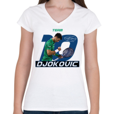 PRINTFASHION Team Djokovic - Női V-nyakú póló - Fehér női póló